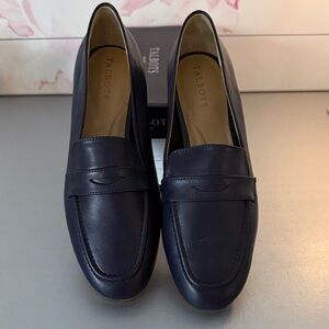 Talbots Dark Blue Leather Loafers Size 9
